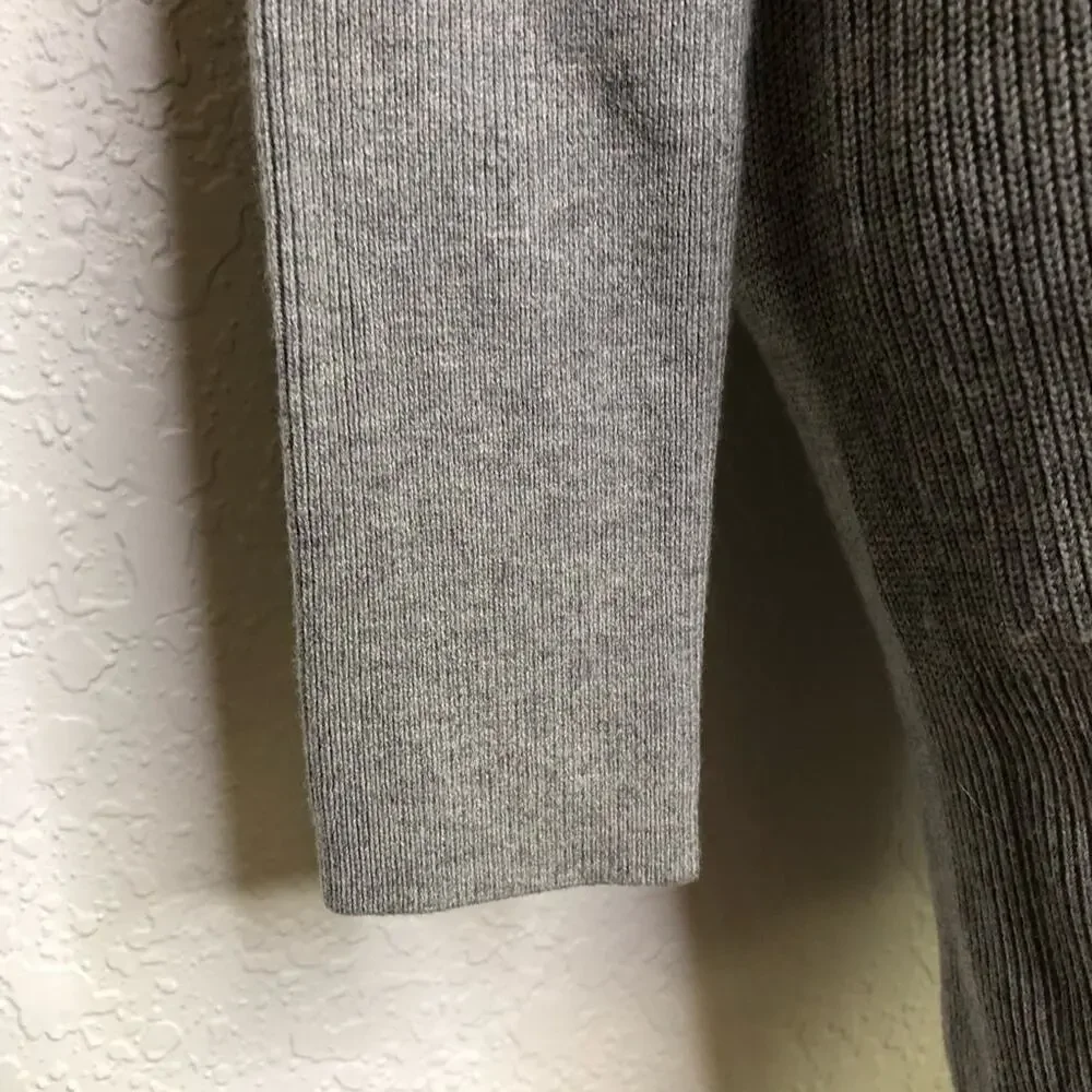 WHBM gray v neck mixed ribbed knit cashmere blend tunic sweater size Medium